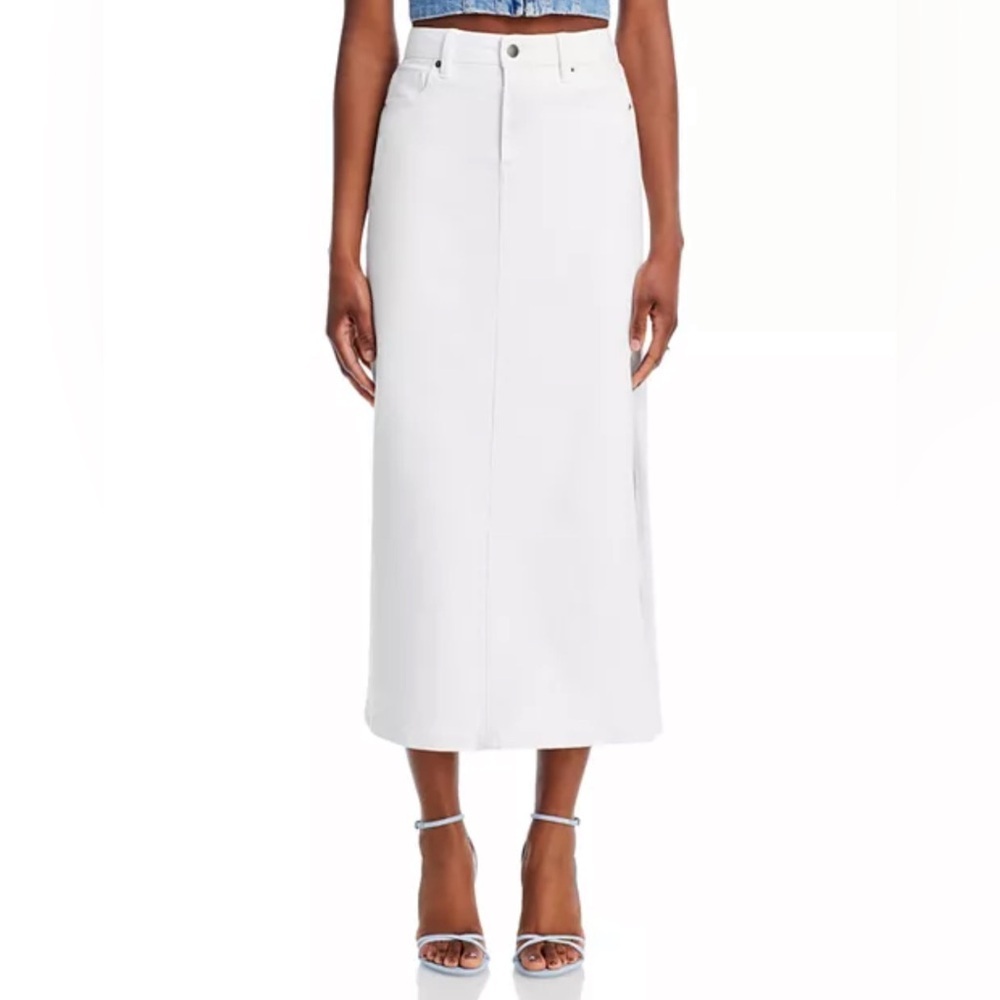NWT AQUA White Denim Midi Skirt - Picture 3 of 8